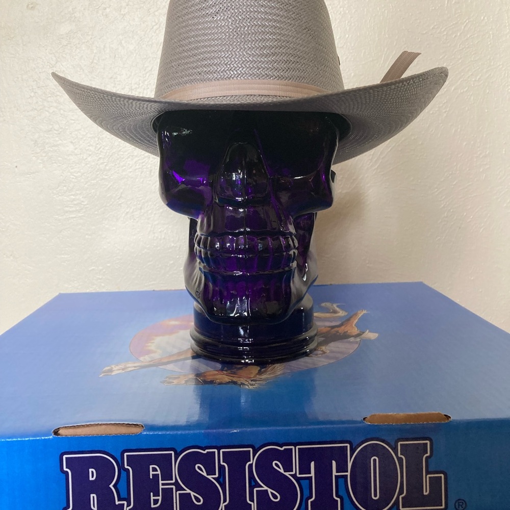 Resistol Texas DPS state trooper straw cowboy hat. 7 1/8 long oval new with box.